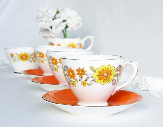 A photo of a vintage Sutherland bone china tea set