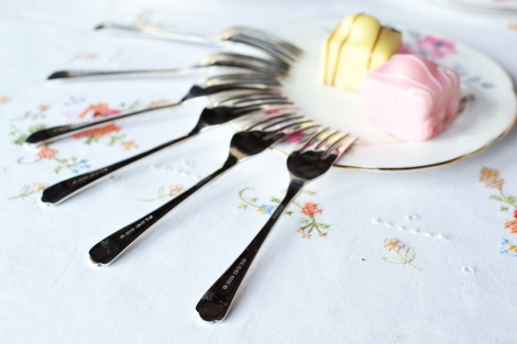 A picture of Vintage silver plated cake forks